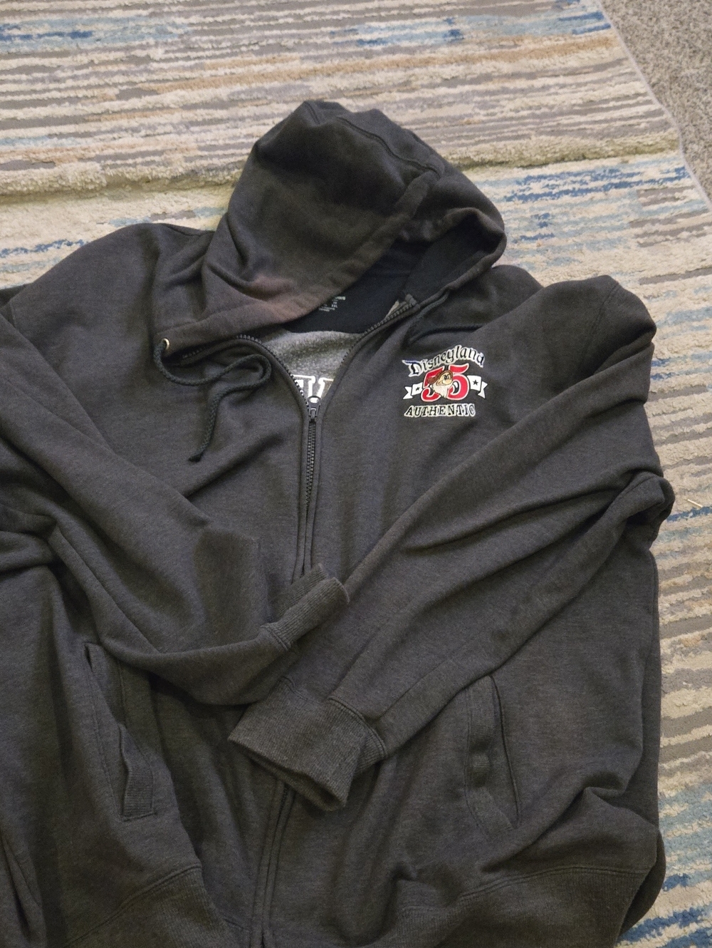 Disney Dark Gray Men's Zip-Up Hoodie with 55th Anniversary Patch